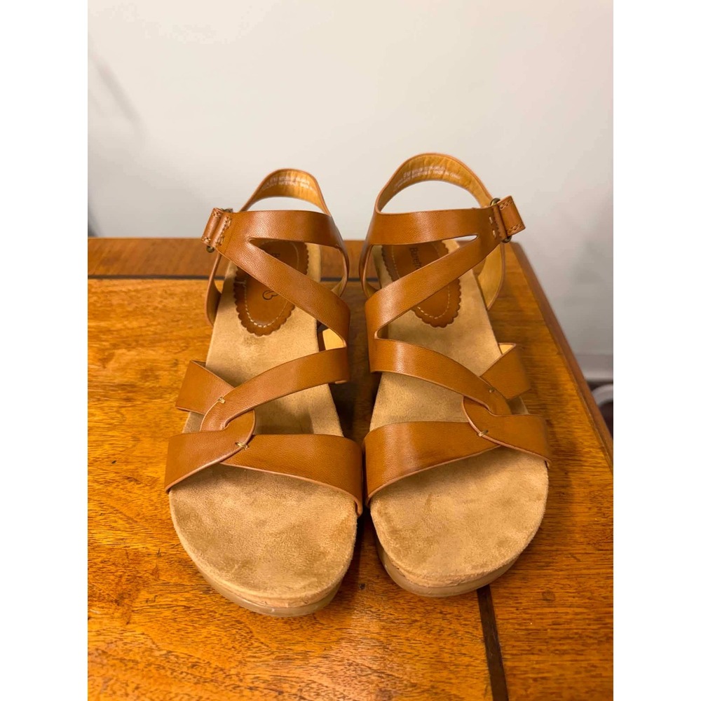 Baretraps Women's 9M Freesia Cognac Brown Strappy Cork Wedge Sandals BTS20-10705
